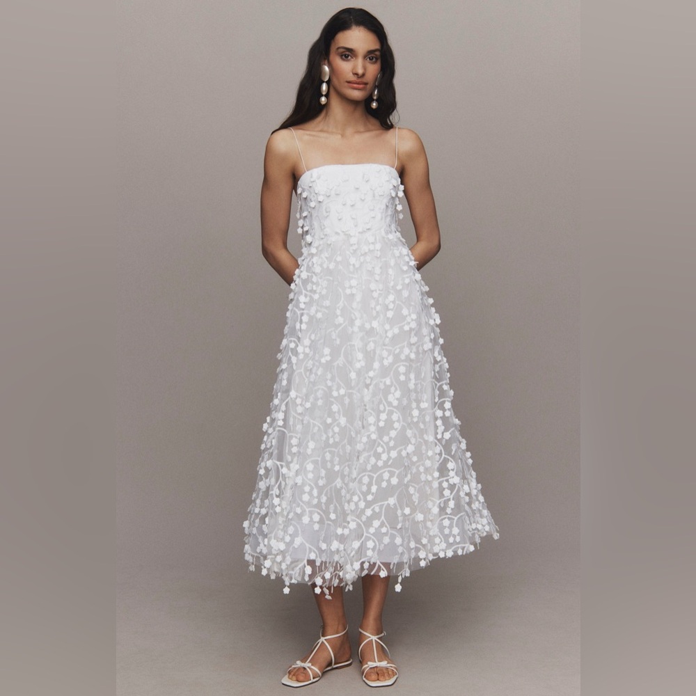 BHLDN White Floral Midi Dress - Picture 8 of 10